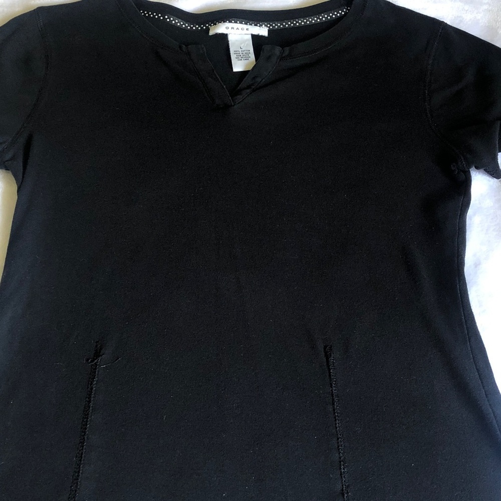 Grace Elements Black Short-Sleeve Notch Neck Tee